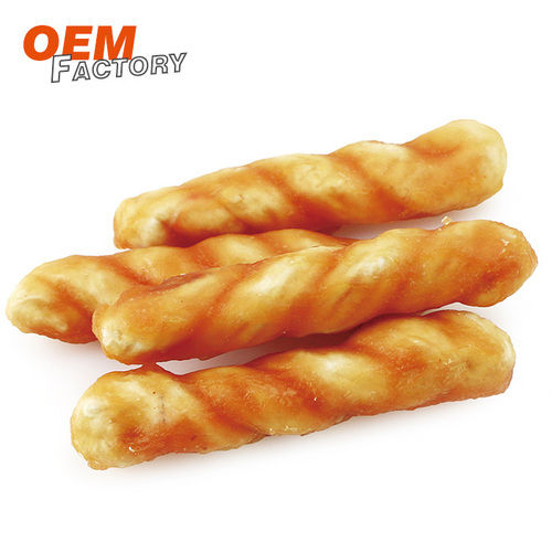 Rawhide Plait Wrapped by Chicken Low Calorie Dog Treats Suppliers OEM Dog Snacks