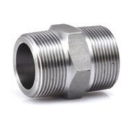 Stainless Steel NPT Threading Hex Nipple Pipe Fitting - 1/2 Inch OD, 40mm Thickness | Male Connection, ASTM Standard, 12-Month Warranty