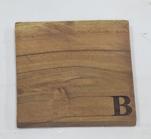 Wooden 'B' Coaster With Natural Finish - Color: Brown