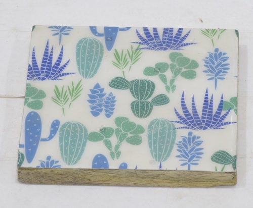 Wooden Enameled Coaster - Color: Multicolor