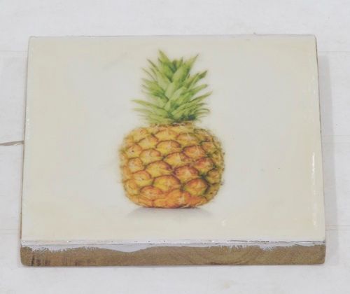 Wooden Coaster With Pineapple Enamel