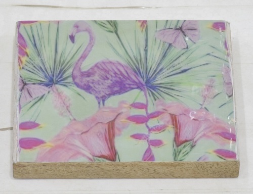 Wooden Square Coaster With Multicolor Enamel - Design: Printed