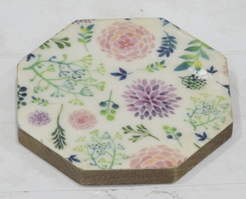 Wooden Coaster With Multicolor Enamel