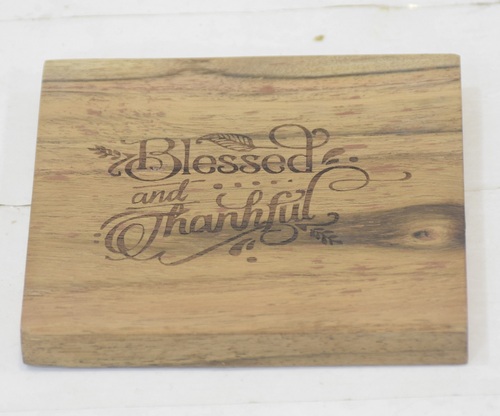 Wooden Painted Coaster With Natural Finish