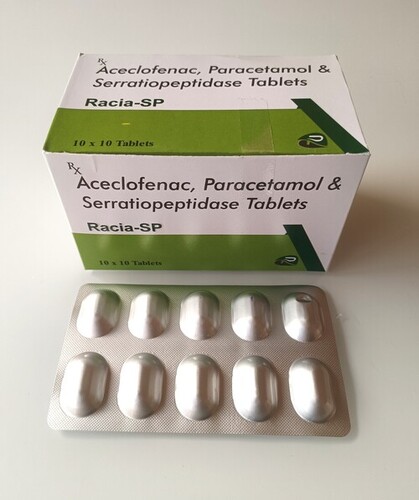 Aceclofenac 100mg. + Paracetamol 325mg..+ serratiopeptadise 15mg.