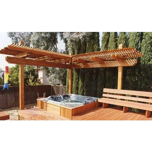 Corner Wooden Pergola - Color: Brown