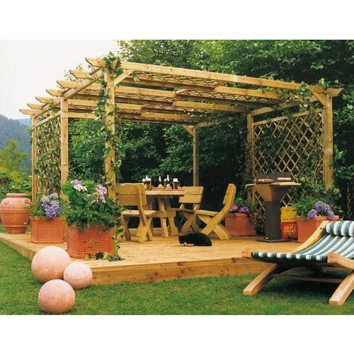 Cumaru Wood Pergola - Color: Brown