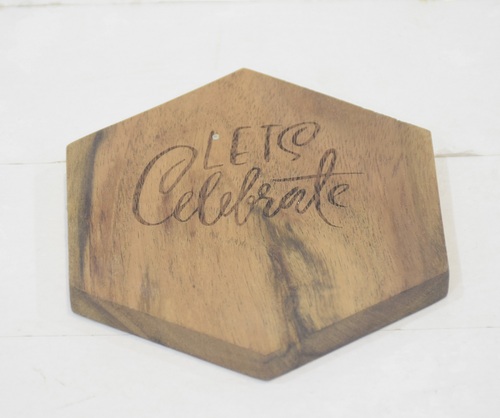Wooden Bee Hive Coaster With Natural Finish