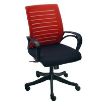 Mesh Medium Back Office Chair - Color: Red Black