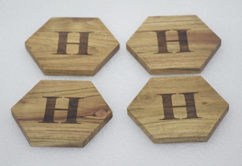 Set of 4 Wooden 'H' Coaster