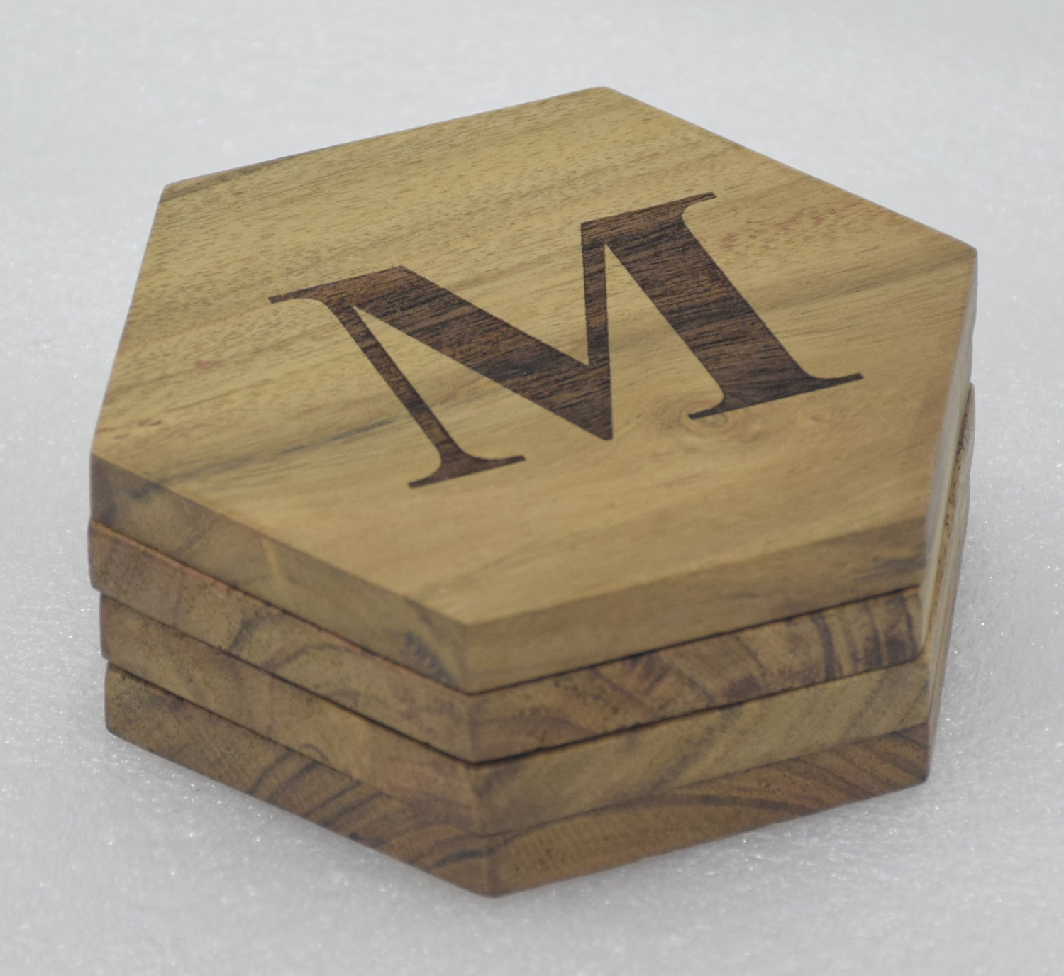 Set of 3 Wooden 'M' Coaster