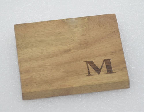 Wooden "M" Coaster With Natural Finish - Color: Brown