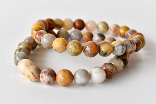 Crazy Lace Agate Bracelet Crystal Beaded Bracelet