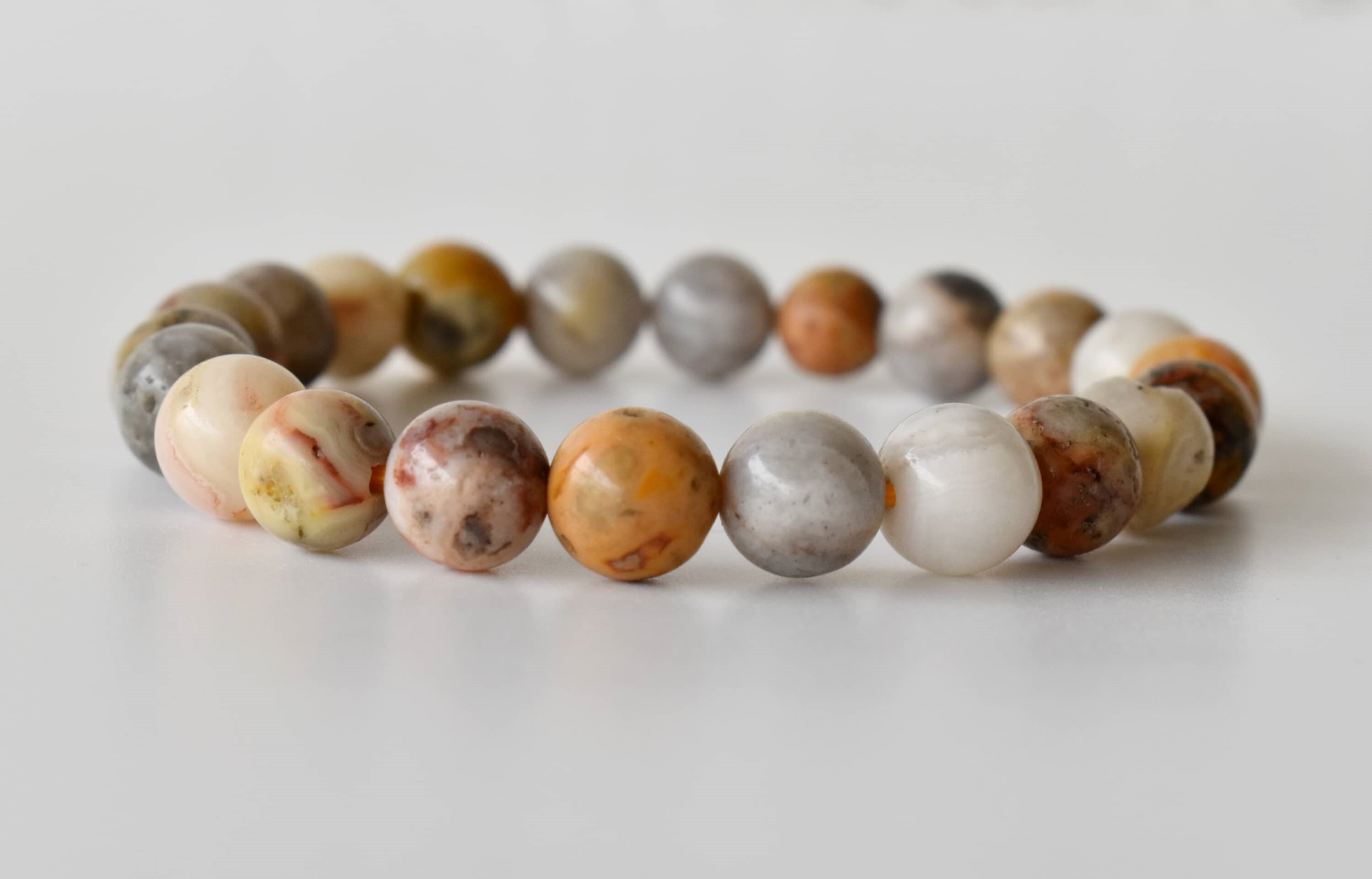 Crazy Lace Agate Bracelet Crystal Beaded Bracelet