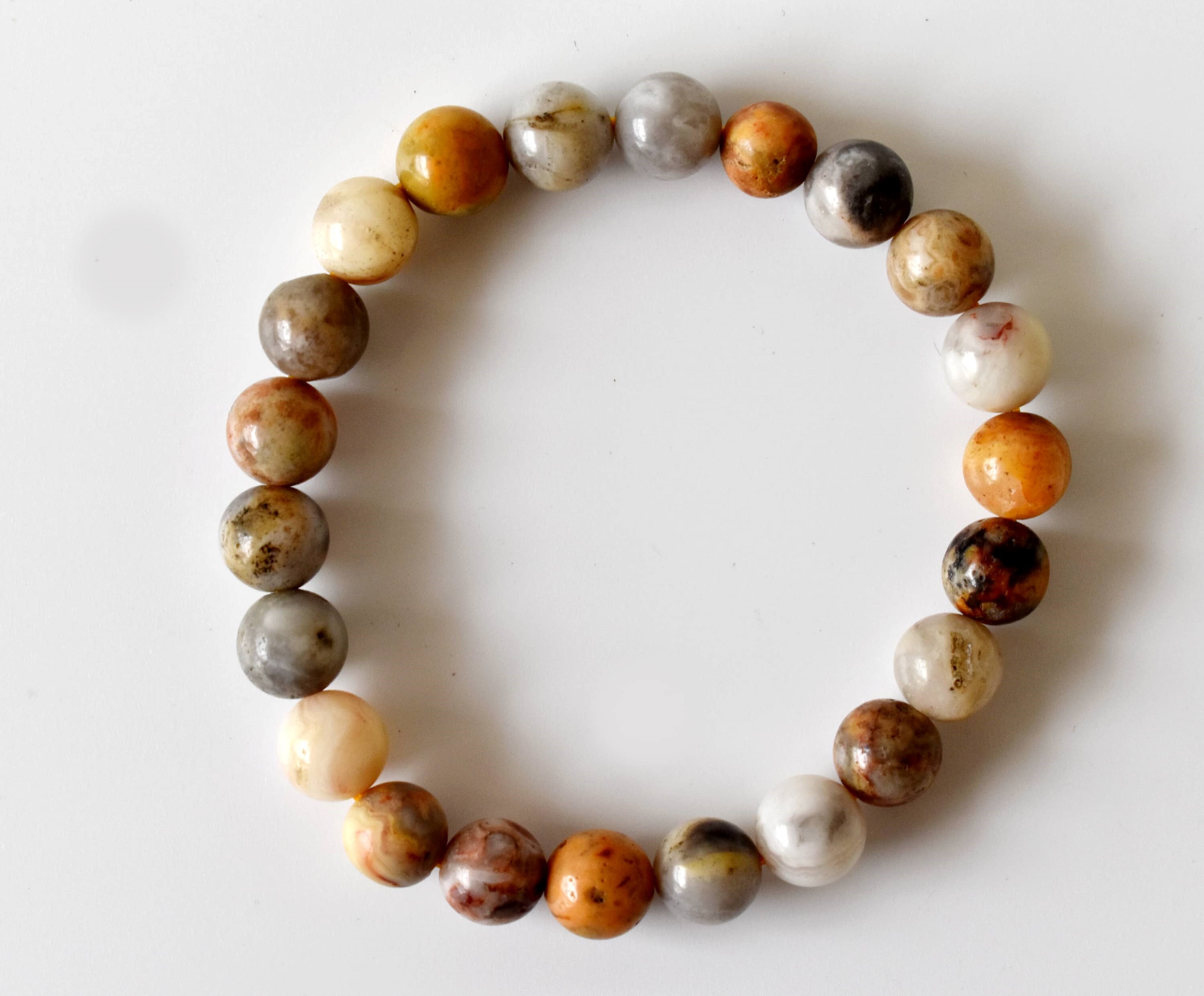 Crazy Lace Agate Bracelet Crystal Beaded Bracelet