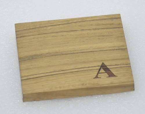 Wooden Square "A" Coaster With Natural Finish - Color: Brown