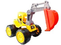 Strong Power Jcb(truck) - Plastic & Metal, 17x8x8 Inch, Yellow Black | Adjustable Arm, Manual Push Play