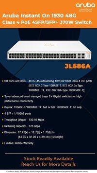 JL686A Aruba Instant On 1930 48G Class4 PoE 4SFP/SFP+ 370W Switch