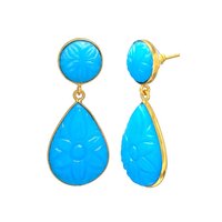 Gold Pated Drop Turquoise Gemstone Earrings