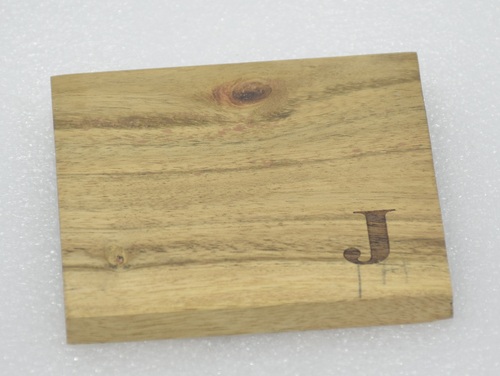 Wooden Square "J" Coaster - Color: Brown