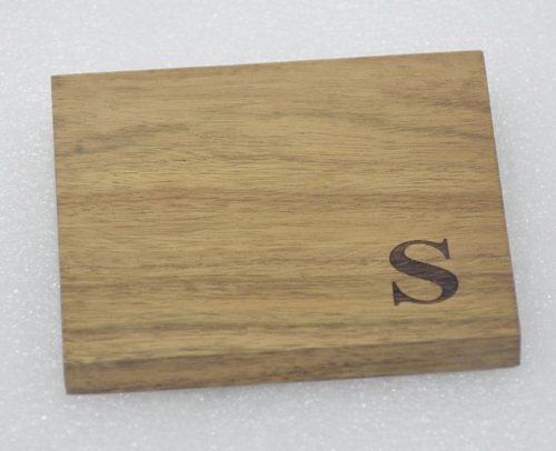 Wooden Square "S" Coaster - Color: Brown
