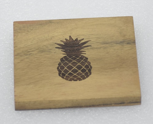Wooden Square Pineapple Coaster