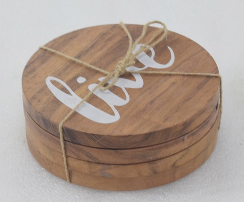 Wooden Round Coasters Set