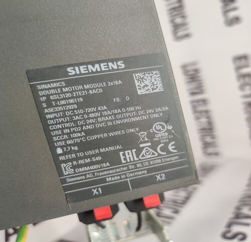 SIEMENS 6SL3120-2TE21-8AC0 DOUBLE MOTOR MODULE