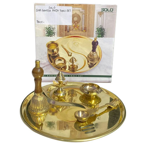 Golden Solo Pooja Thali Set