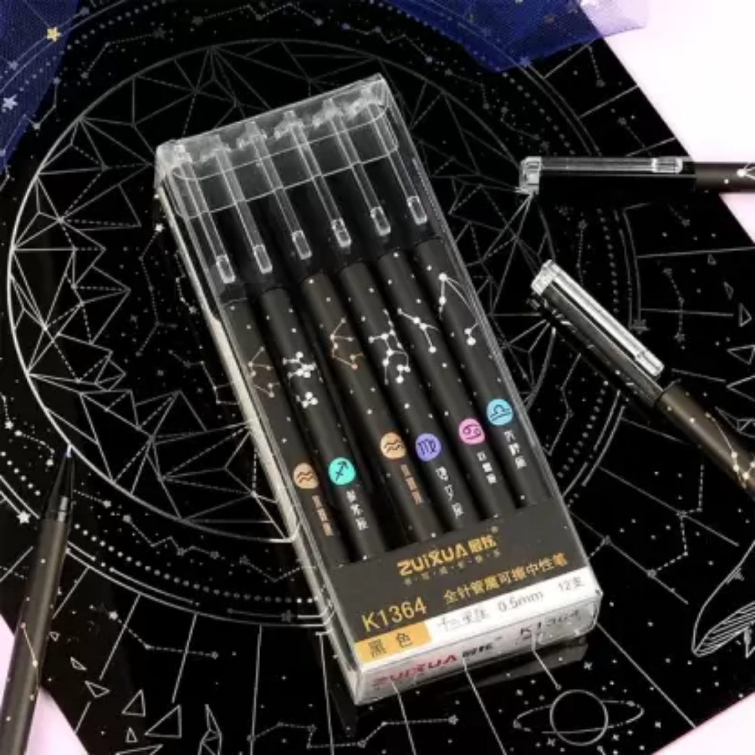 black print star erasable pen