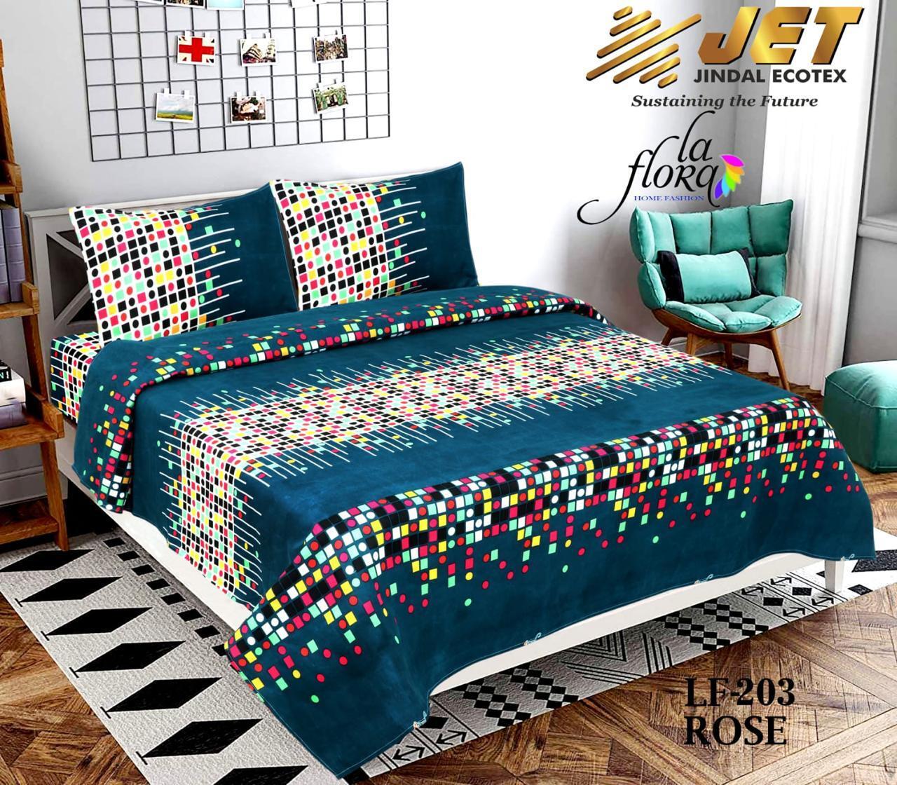 Microfiber Printed Floral Double Bedsheet With 2 PIllow Cover