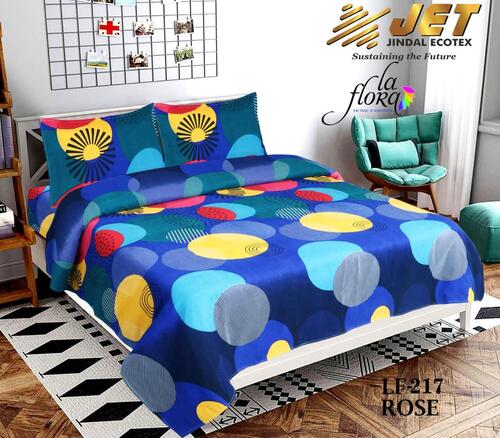 Microfiber Printed Floral Double Bedsheet With 2PIllow Cover,