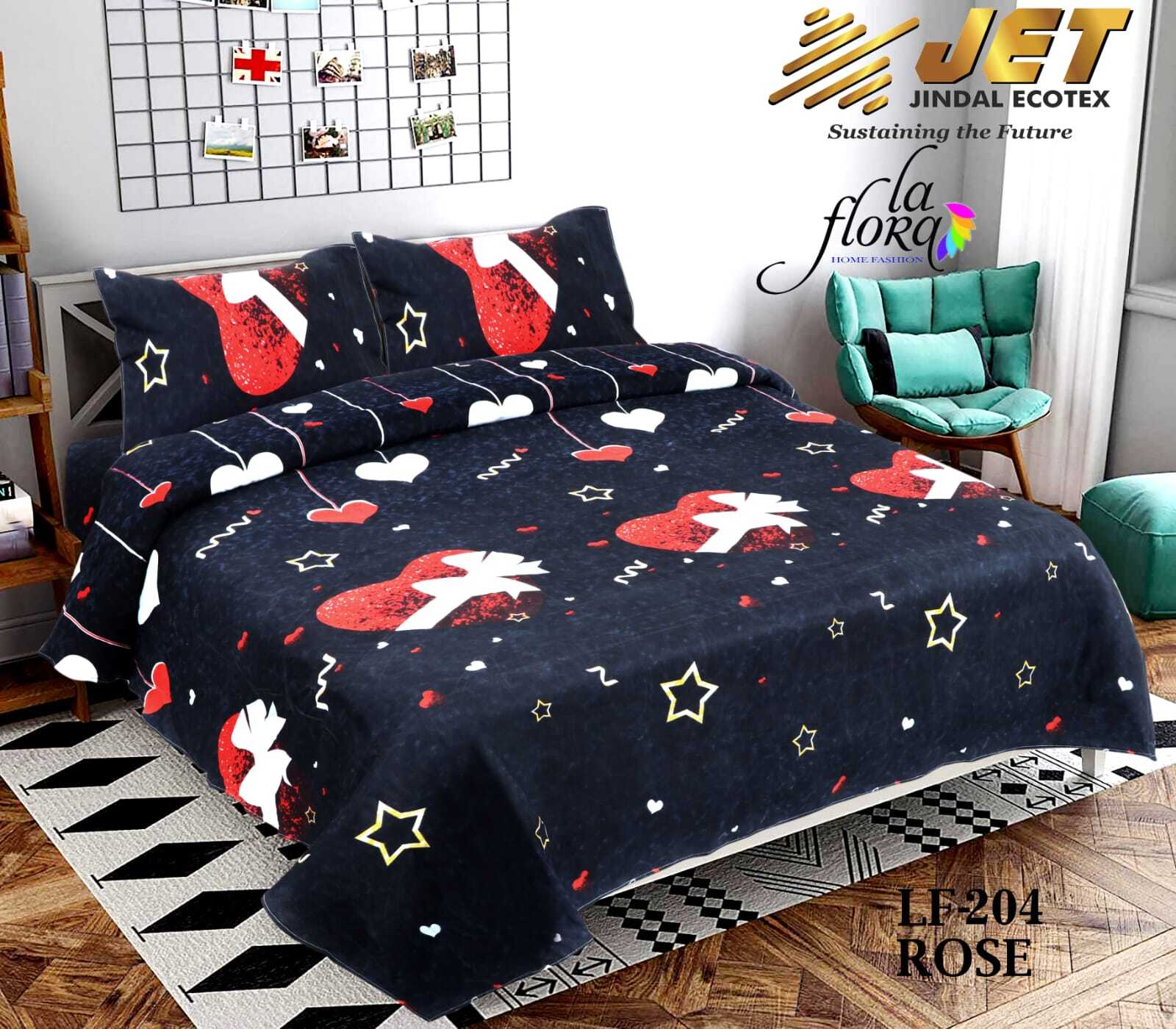 Microfiber Printed Floral Double Bedsheet With 2PIllow Cover.