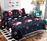 Microfiber Printed Floral Double Bedsheet With 2PIllow Cover.