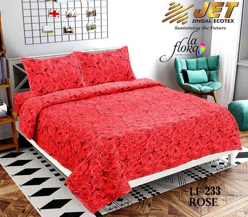 Printed Floral Double Bedsheet With 2PIllow Cover