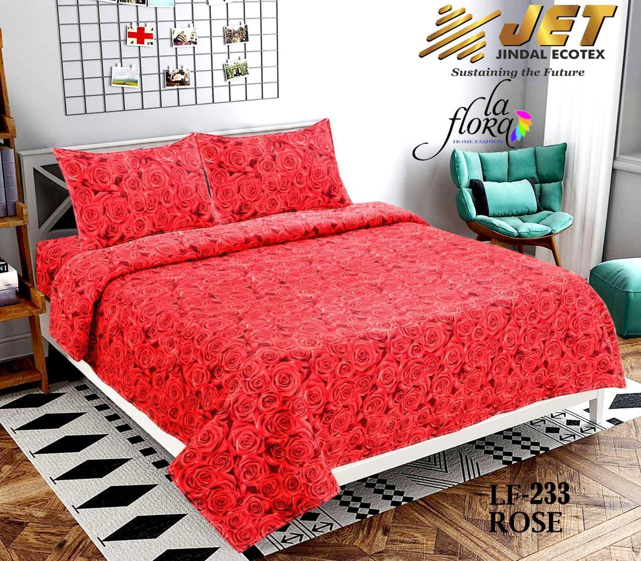 Printed Floral Double Bedsheet With 2PIllow Cover