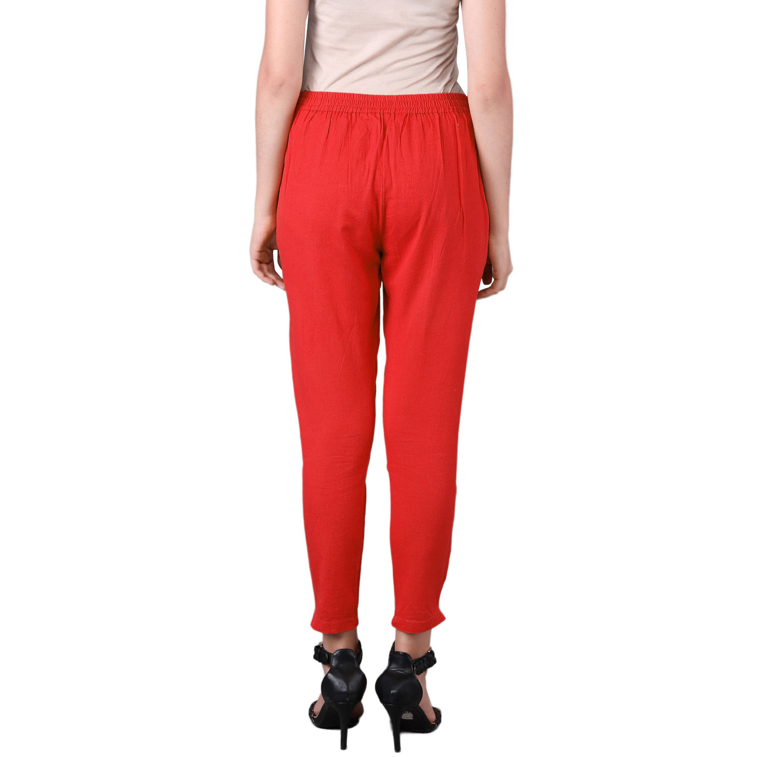 Ladies Red Cotton Flex Pant