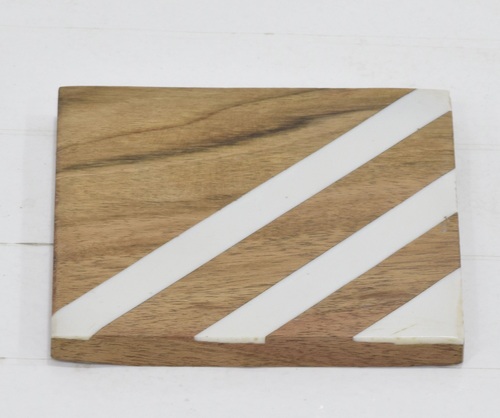 New Look Wooden Coaster With White Enamel - Color: Different