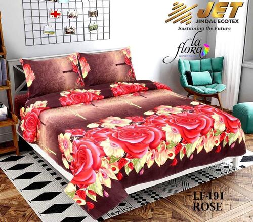 Microfiber Printed Floral Double Bedsheet,