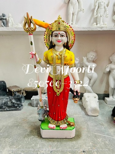 Multicolor Standing Marble Karni Mata Statue 