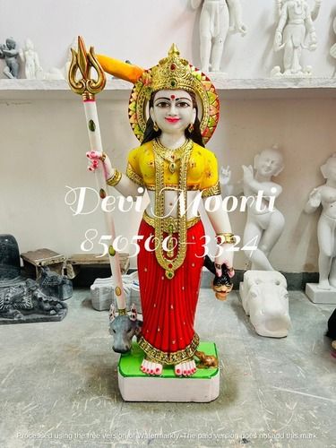 Multicolor Standing Marble Karni Mata Statue