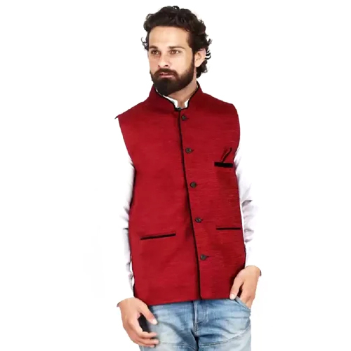 Mens Maroon Velvet Nehru Jacket