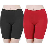 Ladies Plain Cycling Shorts Set - Comfortable Fit Durable Fabric | Red and Black All Sizes Quality Warranty