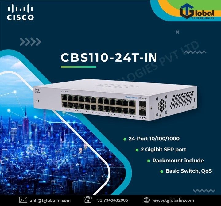 CBS110-24T-IN  Cisco CBS110 Unmanaged 24-port GE, 2x1G SFP Shared