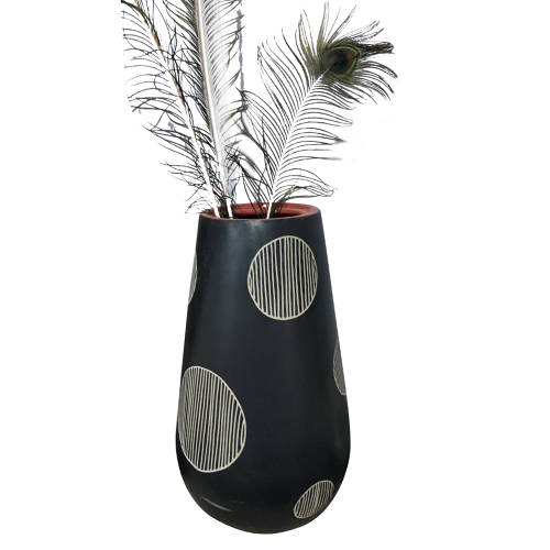 Elegant Black Ceramic Planter For Outdoor