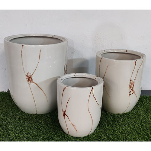 Different Available 16A White Round Frp Glass Ceramic Planter