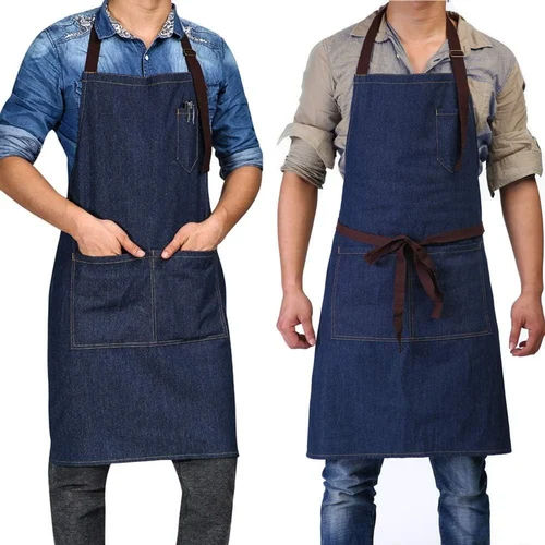 Plain Blue Denim Aprons