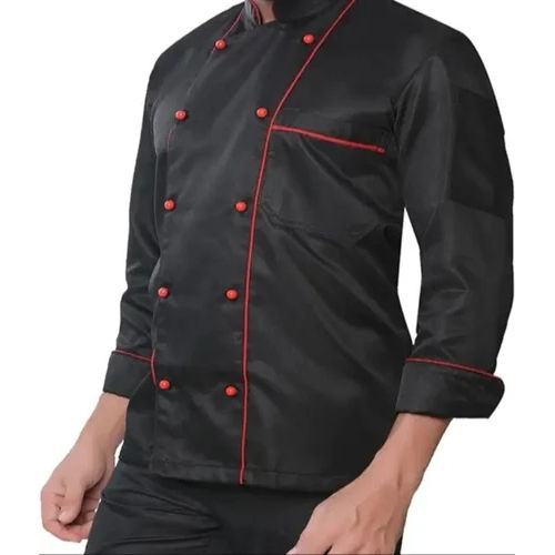 Black Chef Coat With Mushroom Button