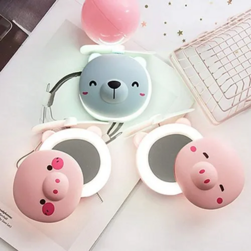 Mini mirror led light with fan