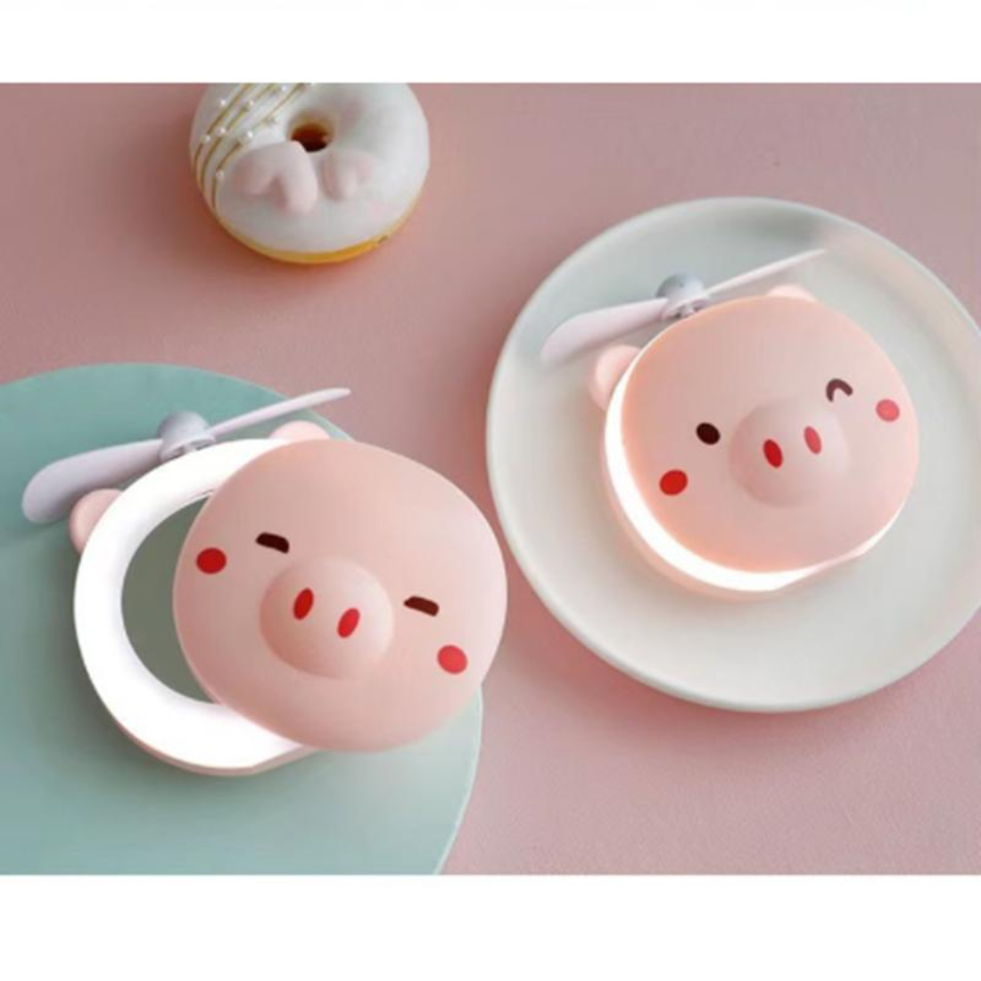Mini mirror led light with fan